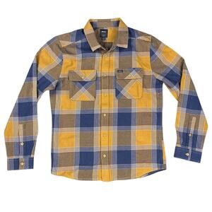 RVCA That’ll Work Yellow and Blue Flannel Long Sleeve Medium New with tags NWT